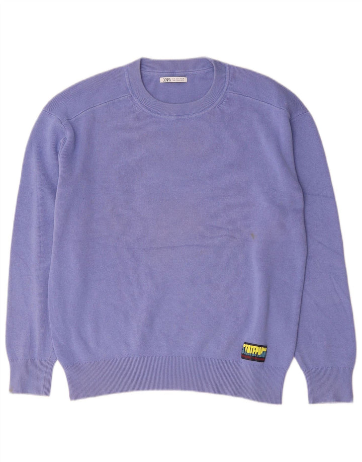 Zara Pull à col rond pour homme Petit coton violet