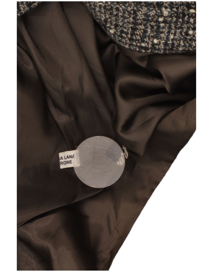 vintage Femme Pardessus IT 54 3XL Gris Check Virgin Wool