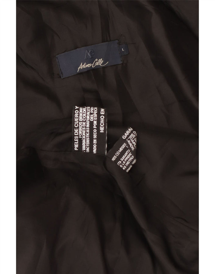 Arturo Calle Veste en cuir pour homme UK 40 Grand cuir noir