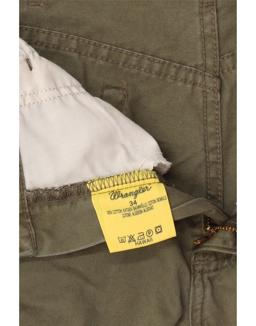 WRANGLER Short hawaïen décontracté pour homme W34 en coton kaki Taille L