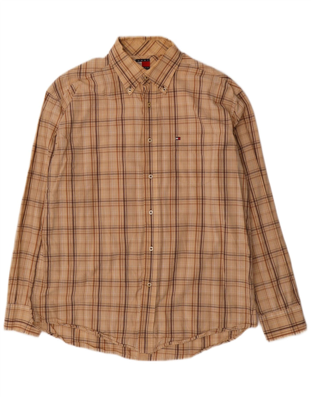 Tommy Hilfiger Chemise Homme Beige Moyen Carreaux Coton