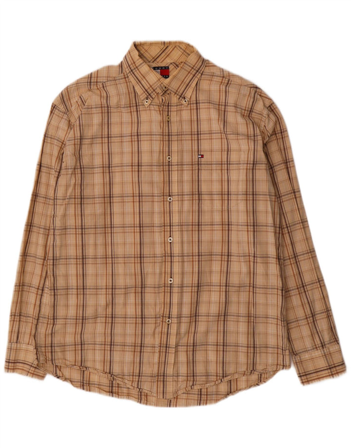 Tommy Hilfiger Chemise Homme Beige Moyen Carreaux Coton