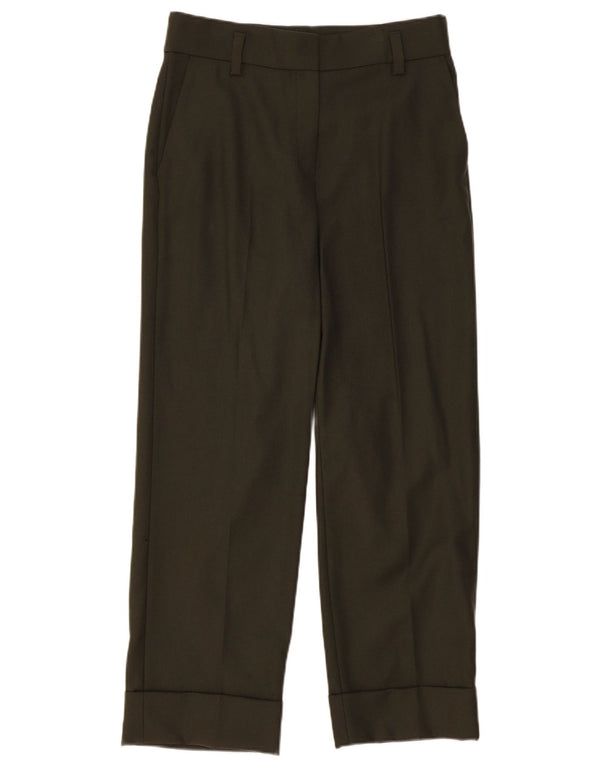 Massimo Dutti Pantalon de costume droit pour femme EU 38 Small W28 L27 Laine kaki