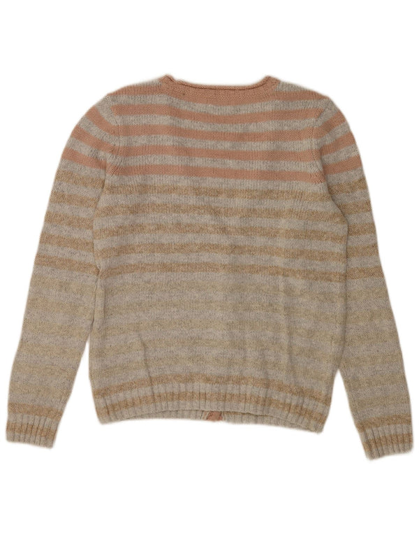 Fat Face Womens Cardigan Sweater UK 8 Petit Gris Rayé Coton