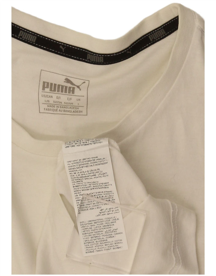 Puma T-shirt graphique pour hommes, grand, blanc, coton