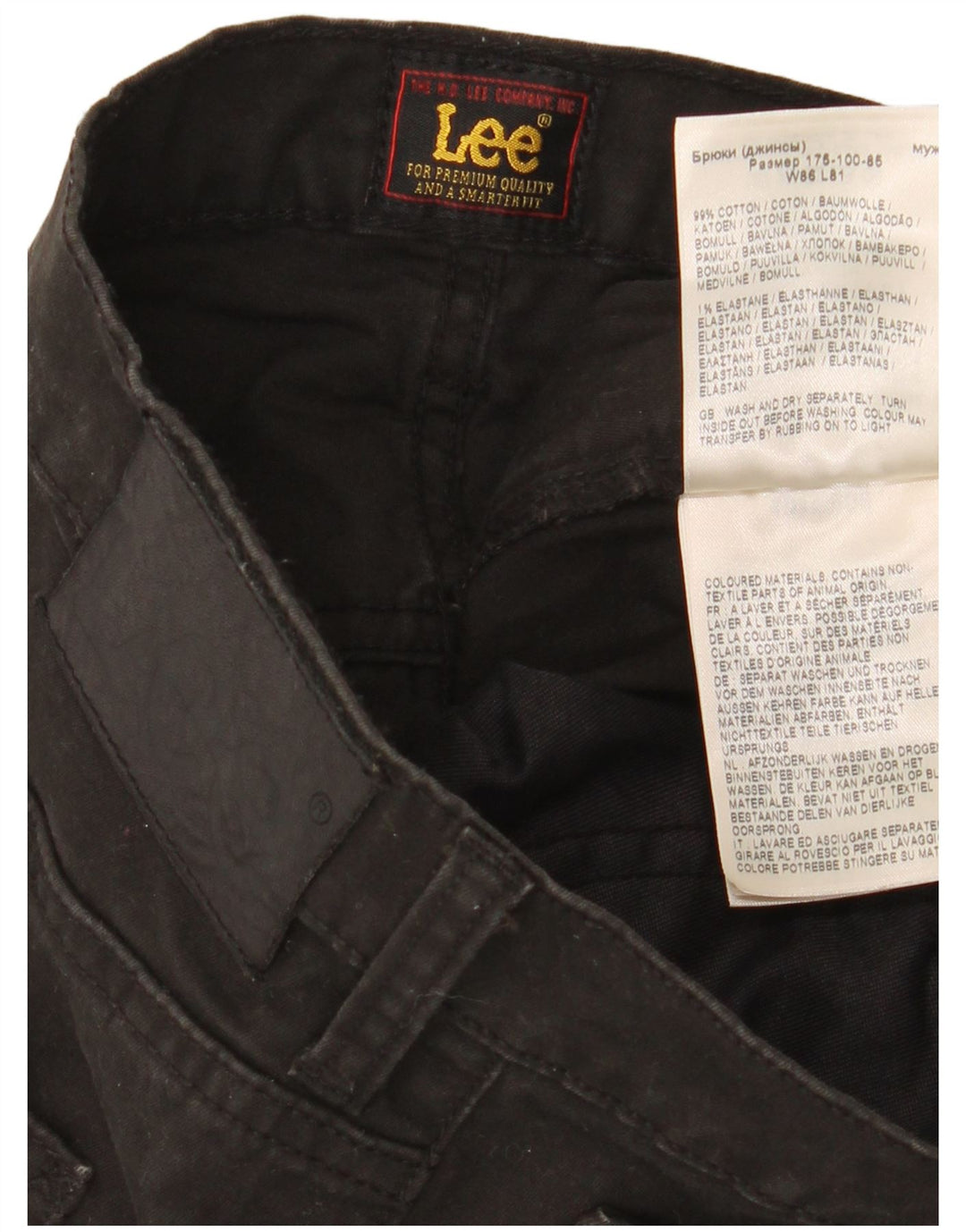 LEE Pantalon décontracté droit Daren Zip Fly W34 L32 en coton noir pour homme