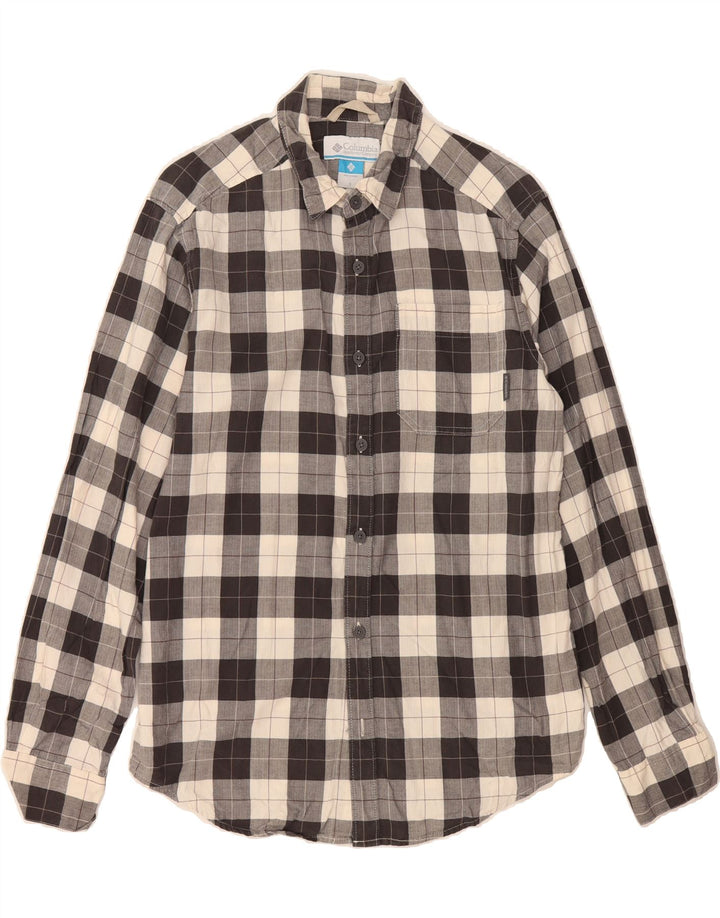 COLUMBIA Mens Flannel Shirt Small Black Check Cotton Vintage Columbia and Second-Hand Columbia from Messina Hembry 