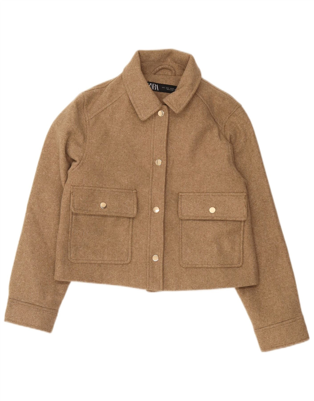 Zara Womens Bomber Jacket UK 10 Petit Marron Polyester