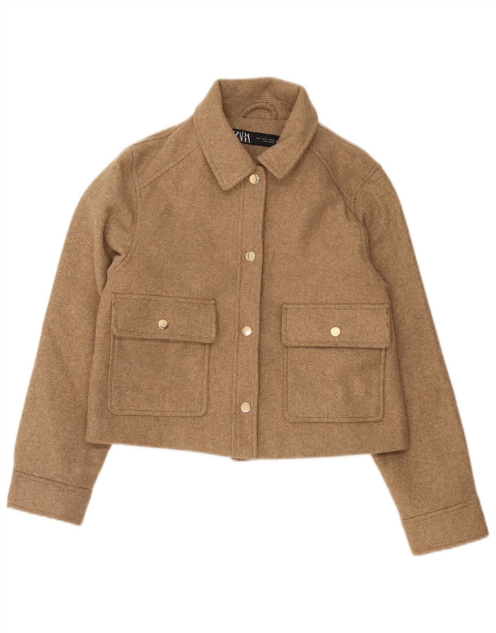 Zara Womens Bomber Jacket UK 10 Petit Marron Polyester