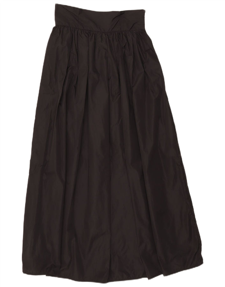 vintage Femme Jupe Maxi Plissée W26 Petit Noir