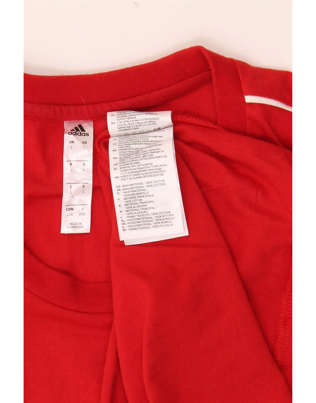 ADIDAS Homme Italia Graphic T-Shirt Top Large Rouge Coton