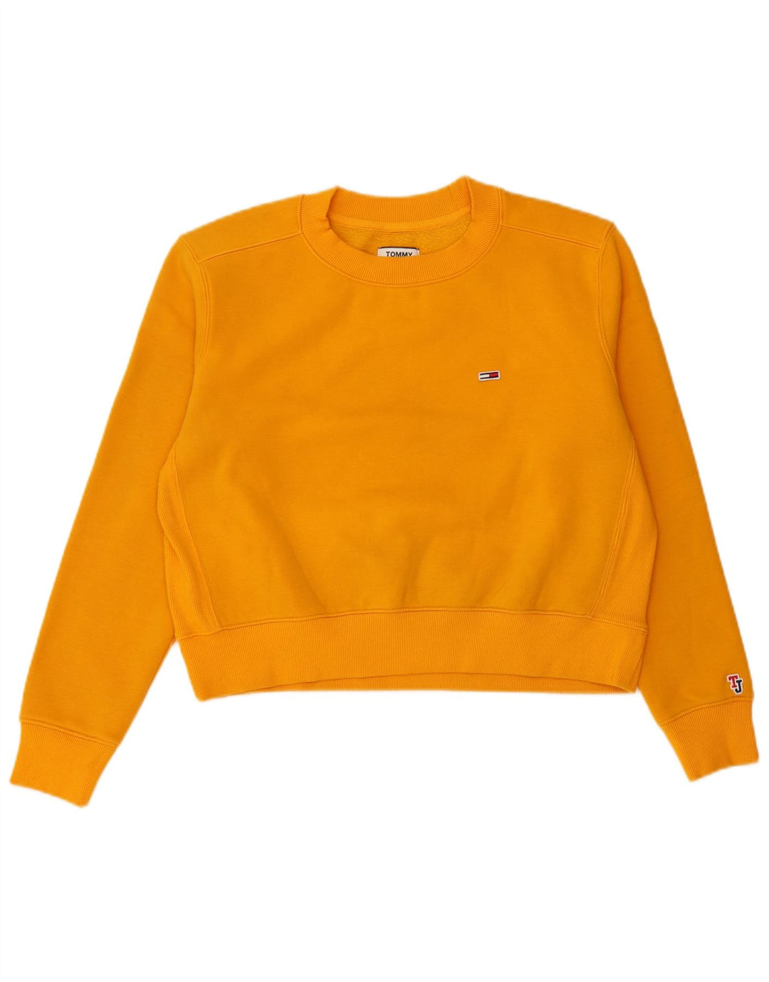 TOMMY HILFIGER Sweat-shirt court pour femme UK 14 Coton jaune moyen