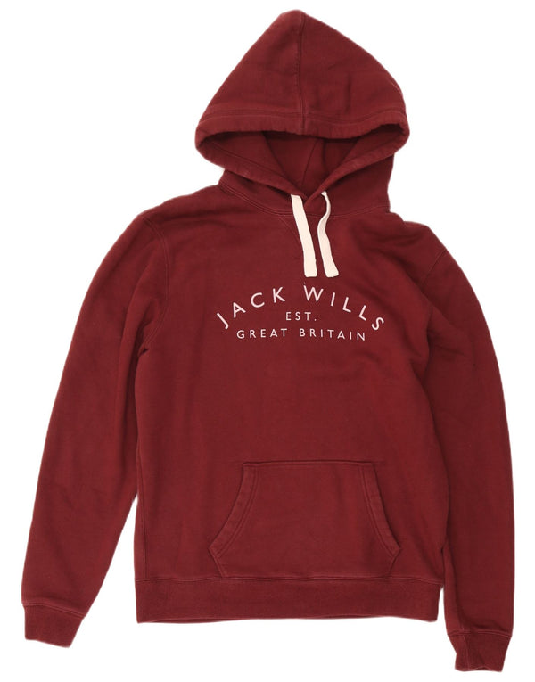 Jack Wills Pull à capuche graphique pour homme en coton bordeaux Taille L