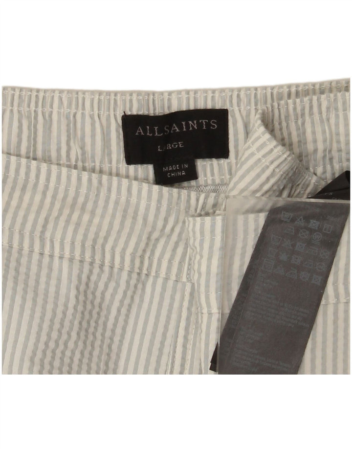All Saints Short de bain pour homme en polyester à fines rayures bleues