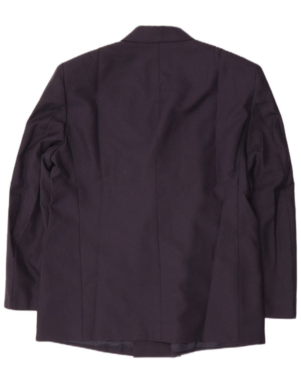 Veste Blazer Double Boutonnage Vintage Homme IT 58 4XL Laine Vierge Bleu Marine