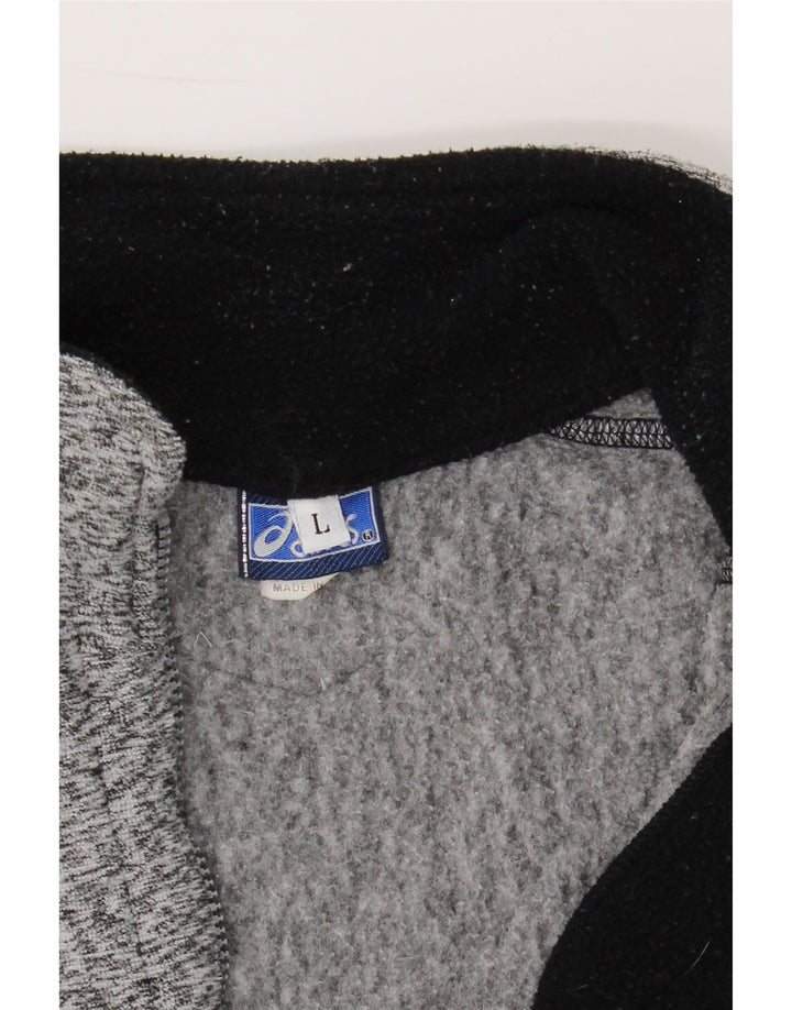 ASICS Womens Oversized Zip Neck Sweatshirt Jumper UK 16 Large Grey Vintage Asics and Second-Hand Asics from Messina Hembry 