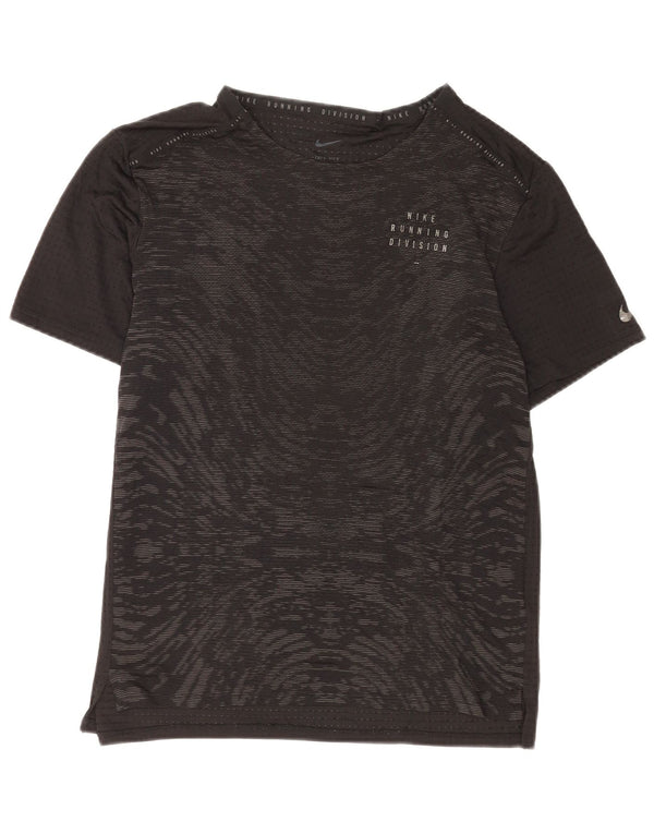 Nike Womens Dri Fit Abstract Pattern T-Shirt Top UK 14 Grand Noir