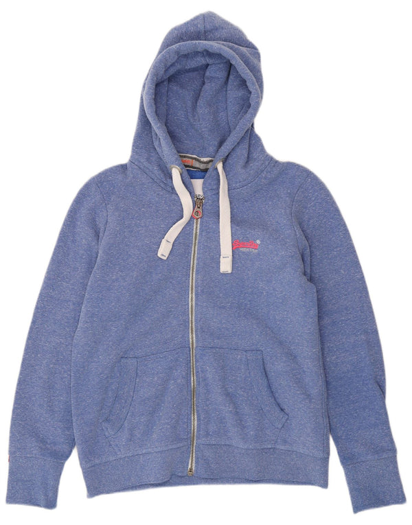 Superdry Pull à capuche zippé pour femme UK 18 XL Bleu moucheté Polyester