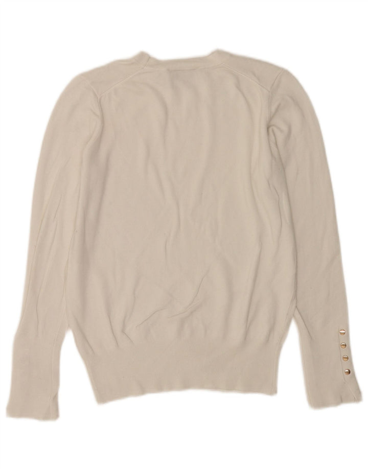 Zara Pull à col rond pour femme UK 12 Blanc moyen