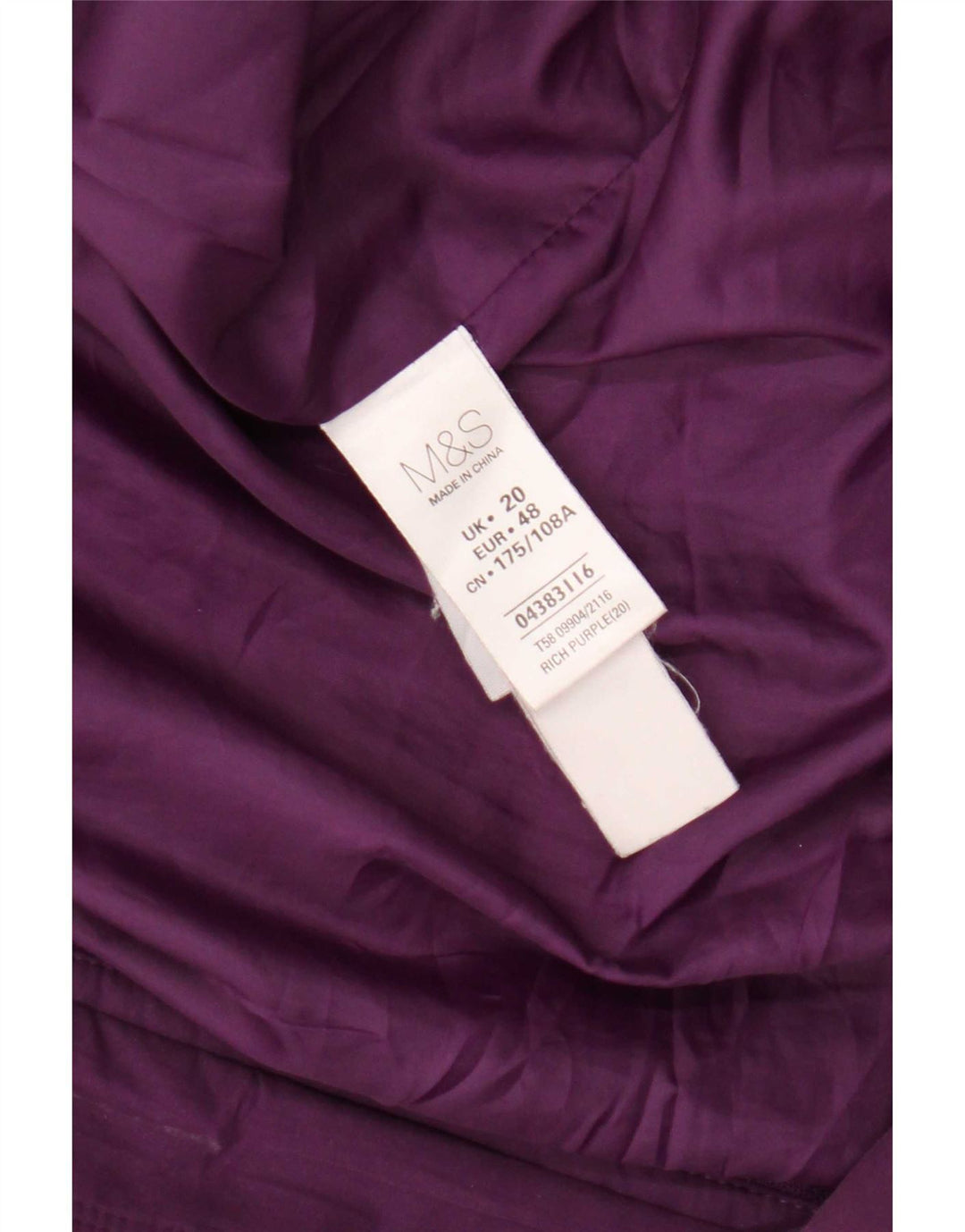 Marks & Spencer Parka à capuche pour femme UK 20 2XL Violet Polyester