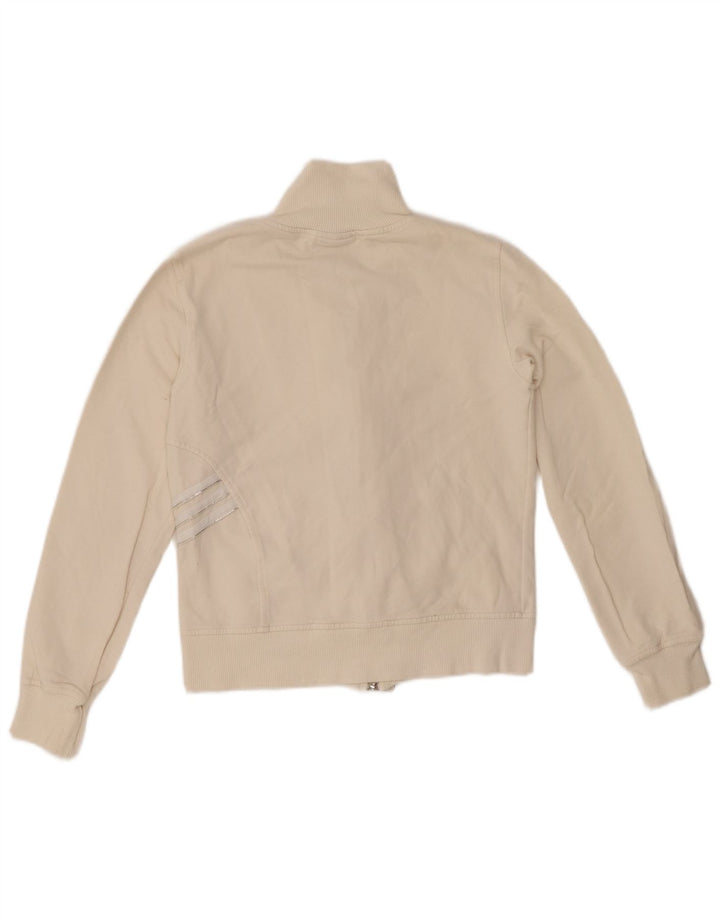 ADIDAS Veste de survêtement courte pour femme UK 10 Petit coton blanc
