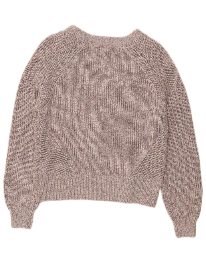 MARKS & SPENCER Pull Cardigan Femme UK 14 Coton Chiné Gris Moyen