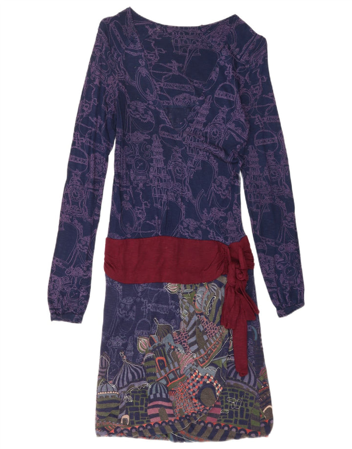 Desigual Robe taille basse à motif abstrait pour femme UK 8 Small Bleu marine