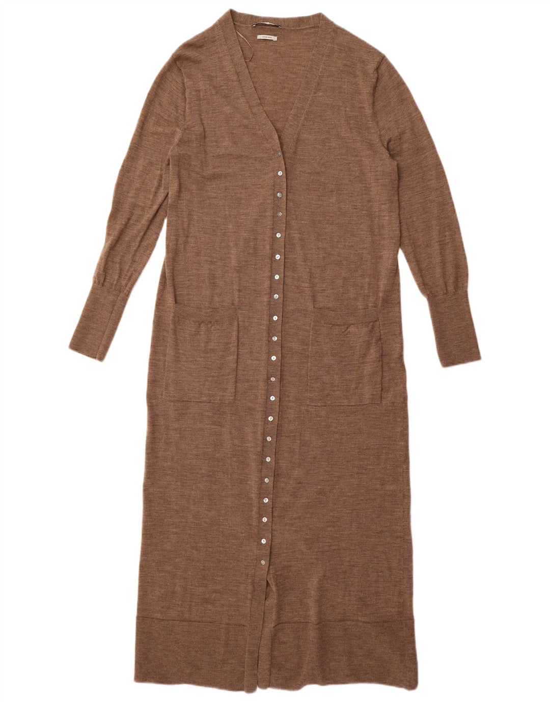 Zara Womens Longline Cardigan Sweater UK 14 Grande laine marron