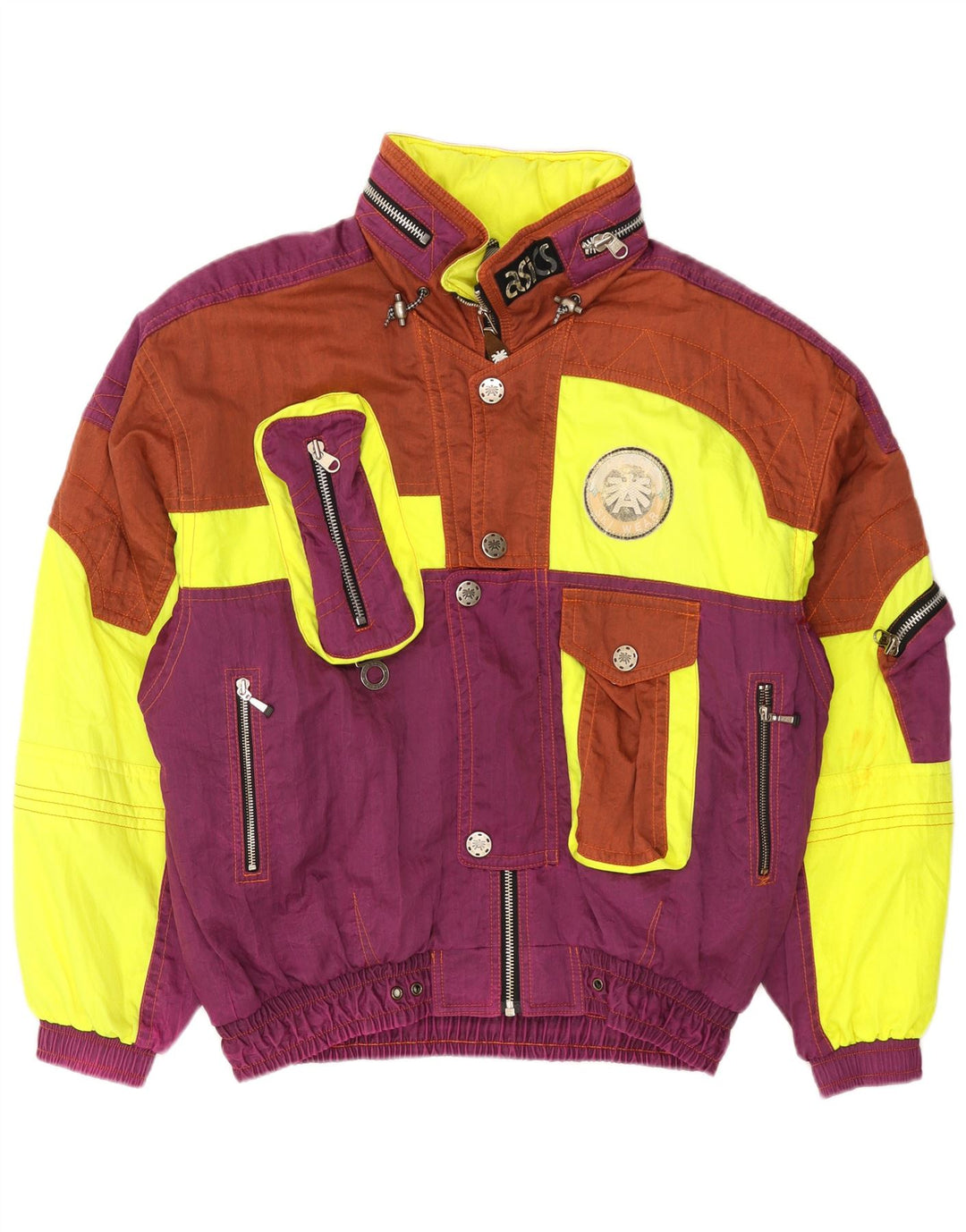 Asics Veste de ski à capuche graphique pour homme UK 44 2XL Multicolore Colourblock