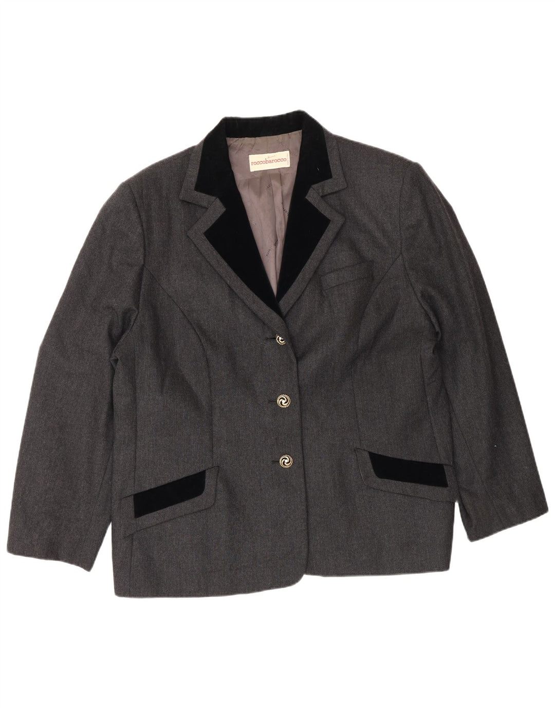 Roccobarocco Veste Blazer 3 Boutons pour Femme UK 18 XL Laine Colorblock Gris