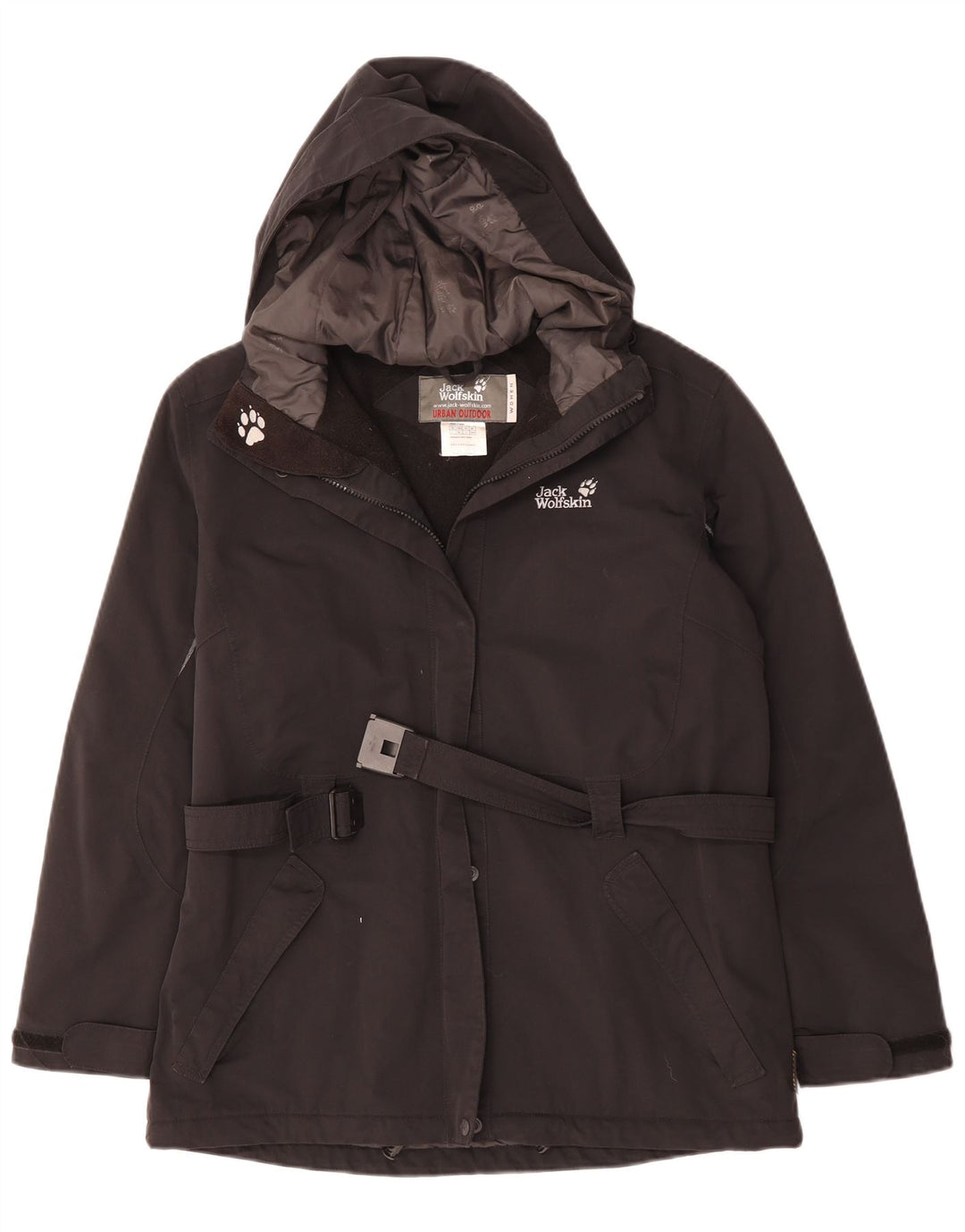 JACK WOLFSKIN Veste coupe-vent à capuche pour femme UK 14/16 Large Noir