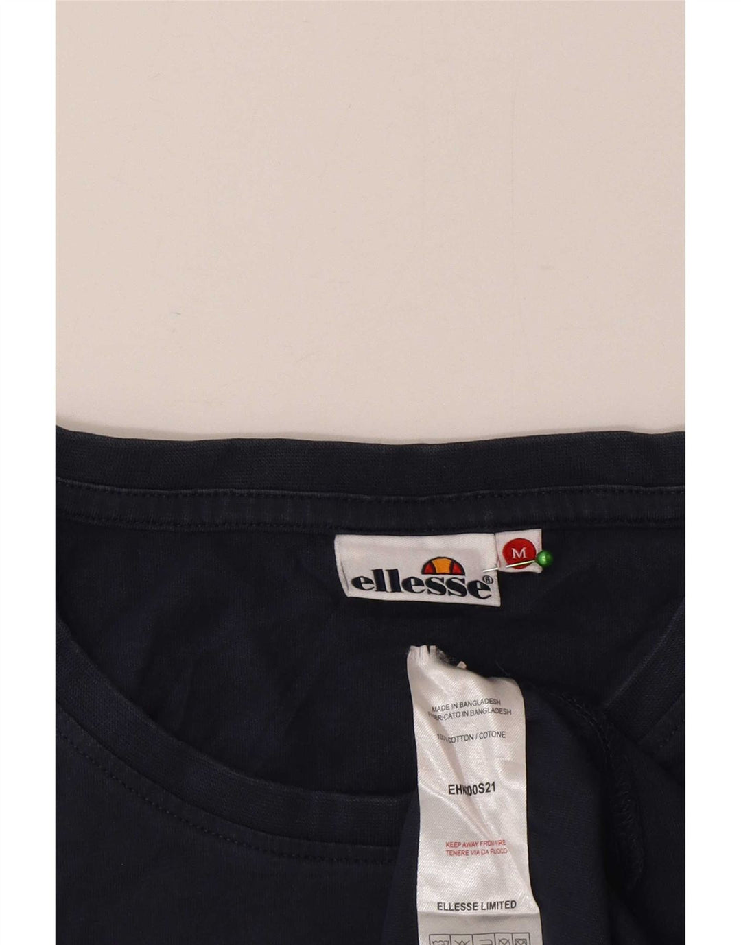 Ellesse T-Shirt Top Bleu Marine Moyen Coton Homme