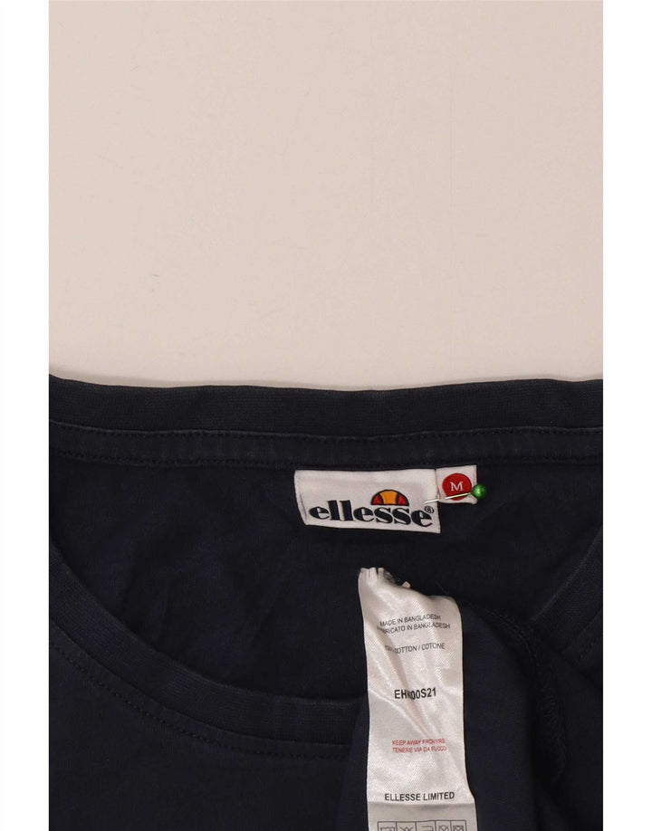 Ellesse T-Shirt Top Bleu Marine Moyen Coton Homme