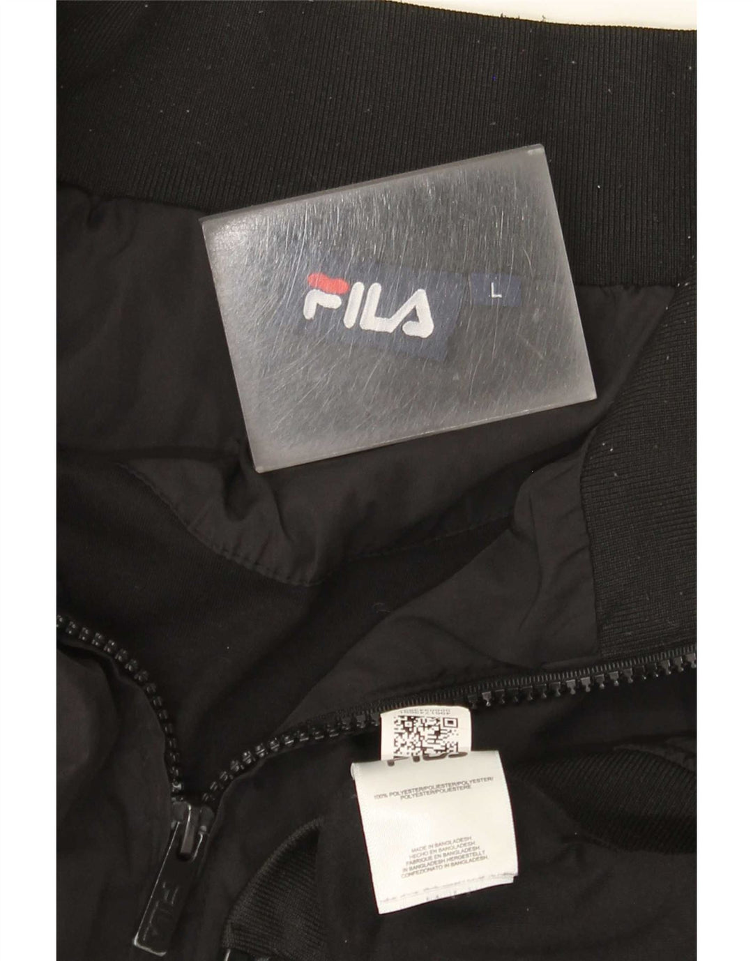 Fila Bomber Jacket Homme UK 40 Large Noir Colorblock Polyester