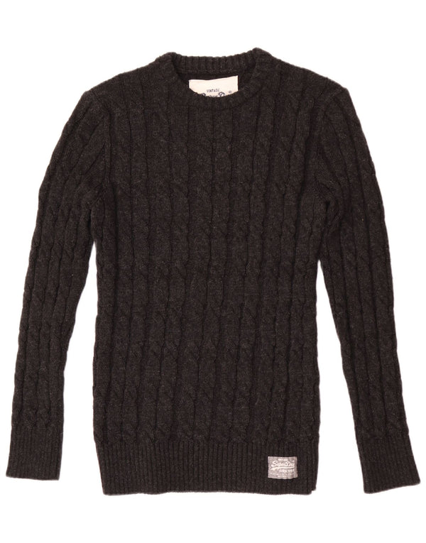 Superdry Pull ras du cou XL Gris Acrylique Homme