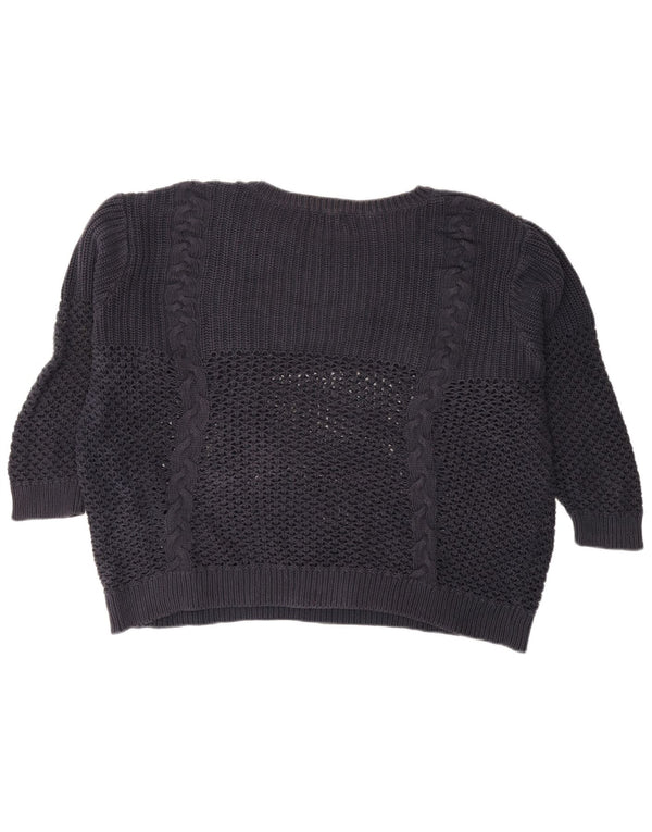 Marks & Spencer Womens 3/4 Sleeve Boat Neck Jumper Sweater UK 8 Small Navy