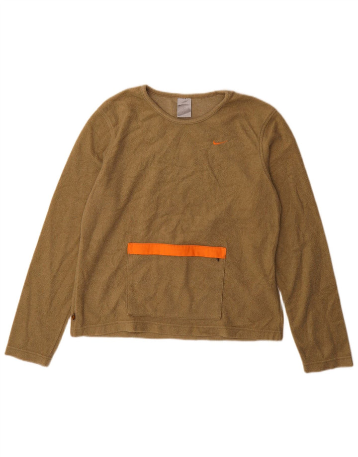 NIKE Pull polaire pour femme US 12/14 Large Kaki Polyester