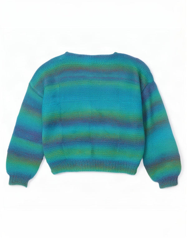 vintage Womens Boat Neck Jumper Sweater UK 16 Grand Rayé Multicolore