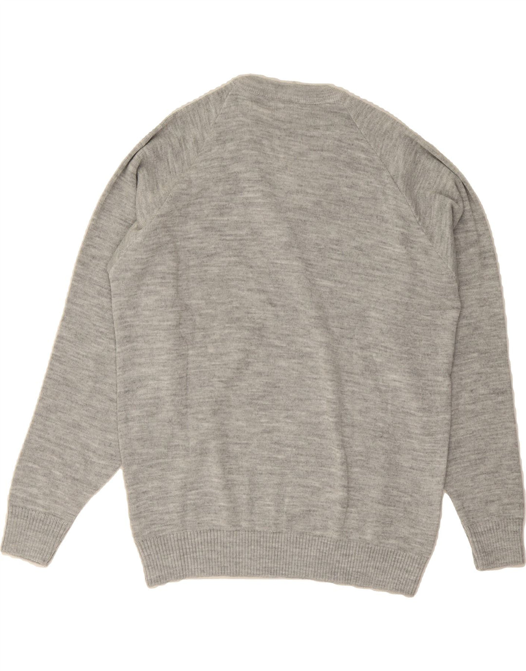 VINTAGE Mens V-Neck Jumper Sweater IT 40 Medium Grey Flecked Acrylic Vintage Vintage and Second-Hand Vintage from Messina Hembry 