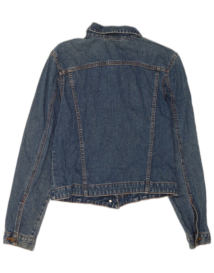 Laura Ashley Veste en jean courte pour femme UK 12 Bleu moyen Coton