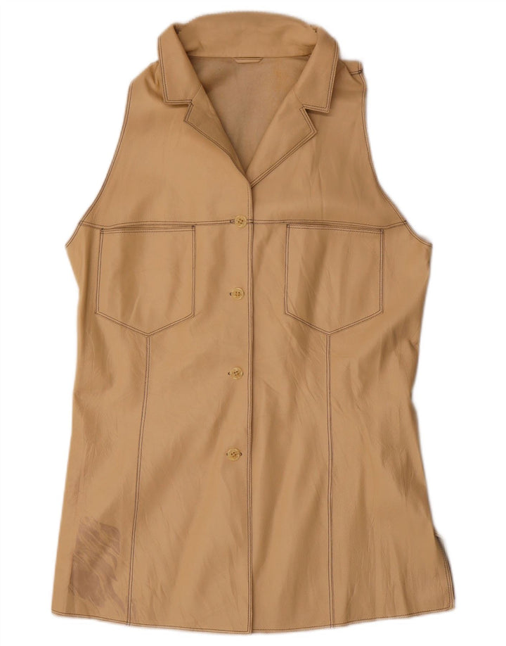 Gilet en cuir femme vintage IT 44 Cuir beige moyen