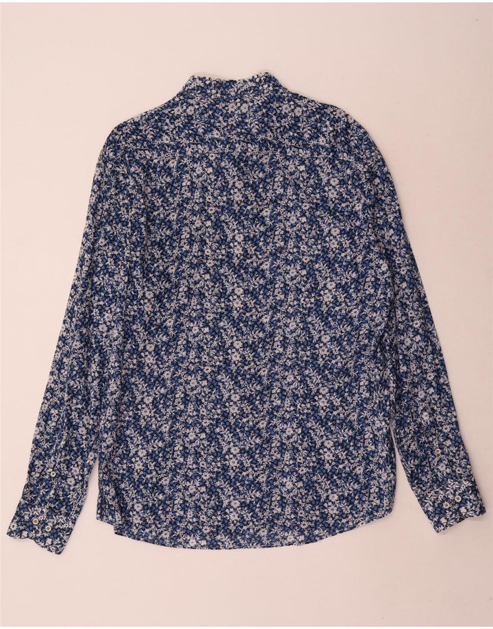 Chemise Homme Vintage XL Coton Floral Bleu