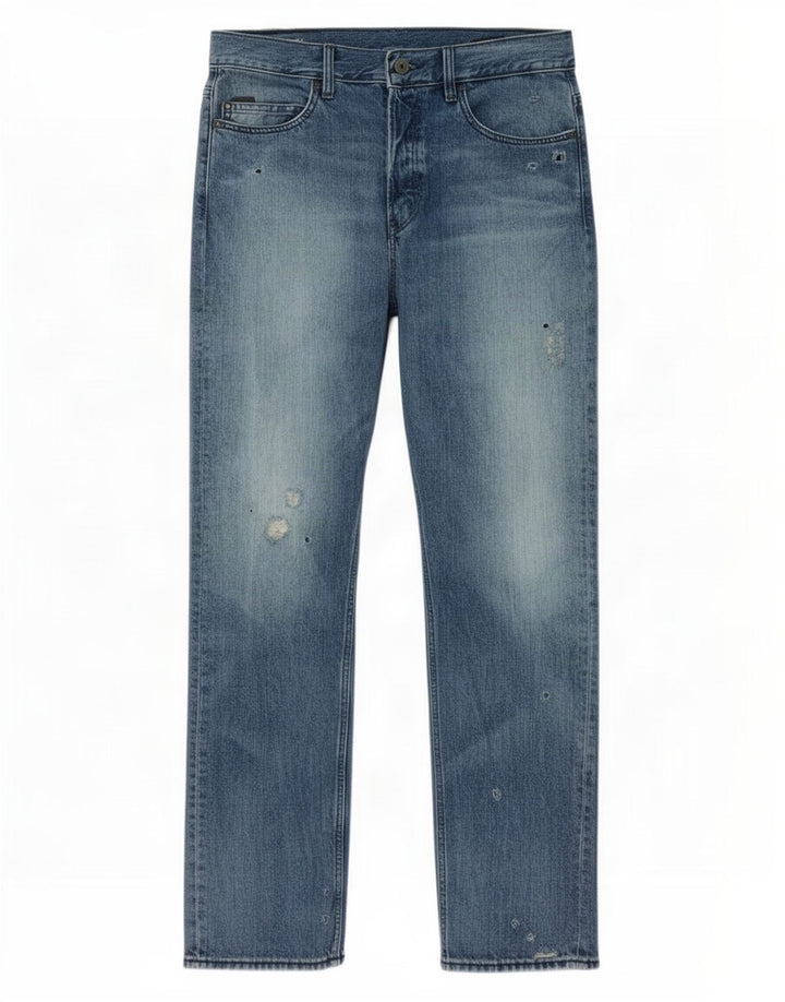 G-Star Jean droit vieilli pour homme W32 L32 Bleu Coton