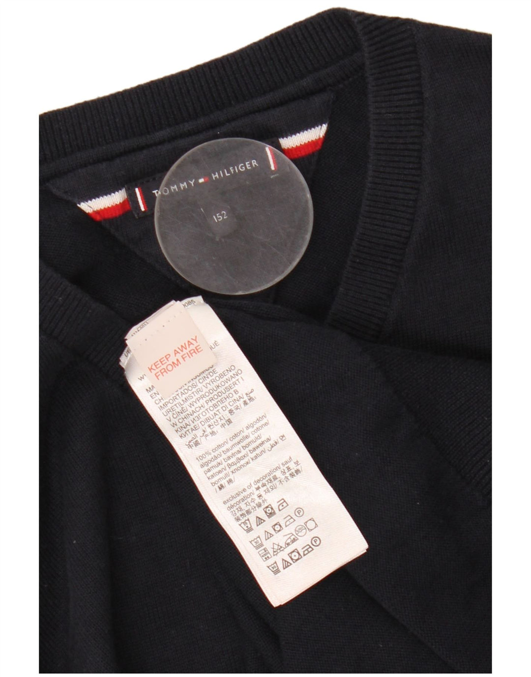 TOMMY HILFIGER Pull col V garçon 11-12 ans Bleu marine Coton