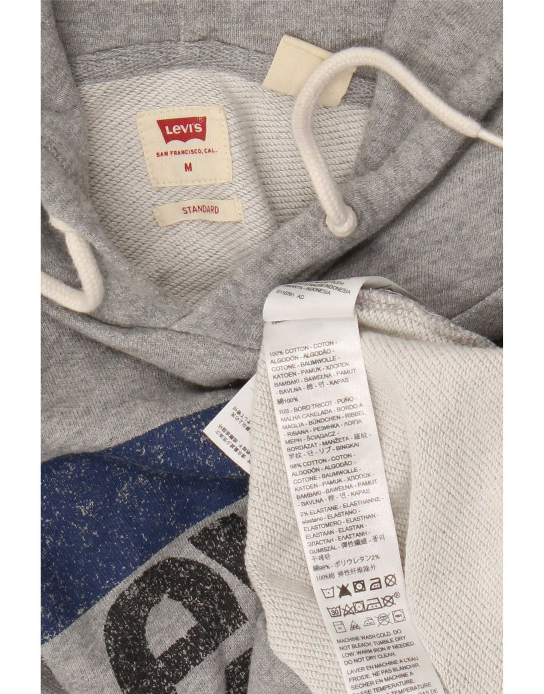 Levi's Pull à Capuche Standard Graphic Homme Gris Moyen Coton