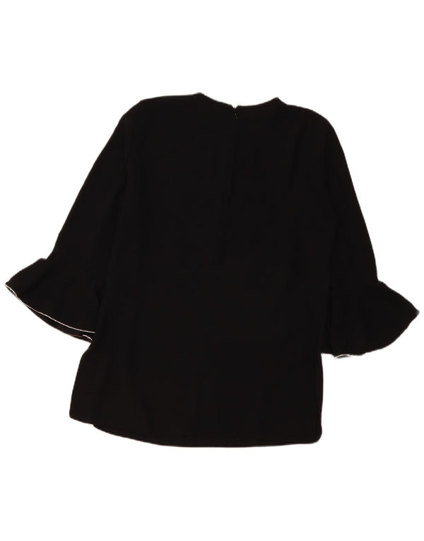 Zara Womens 3/4 Sleeve Blouse Top UK 16 Large Noir Polyester