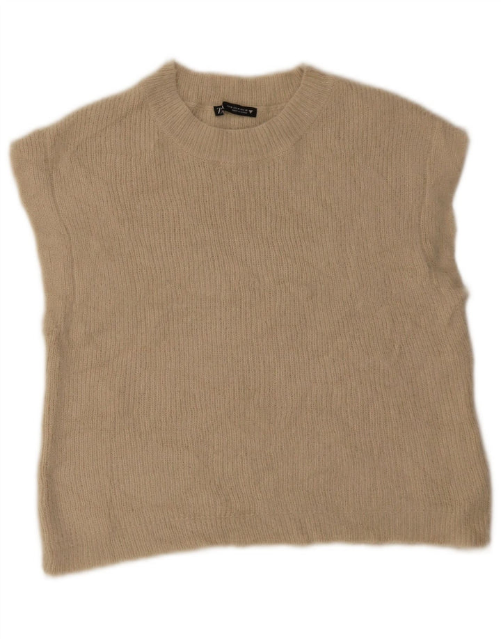 Zara Femme Débardeur UK 12 Acrylique Beige Moyen