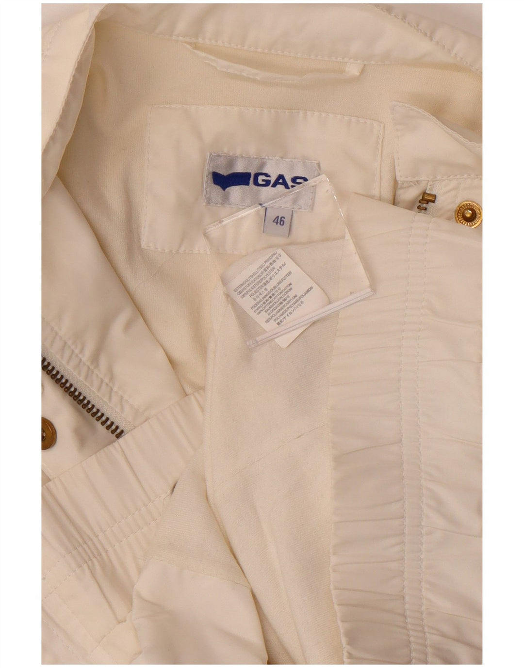 GAS Womens Military Bomber Jacket IT 46 Large Off White Polyester