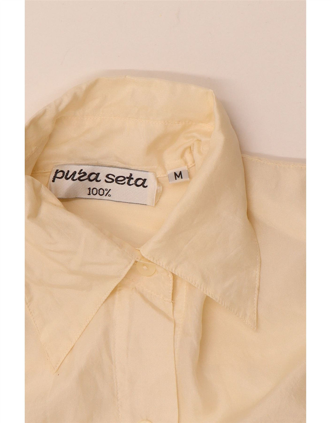 Chemisier chemise femme vintage UK 12 soie beige moyenne