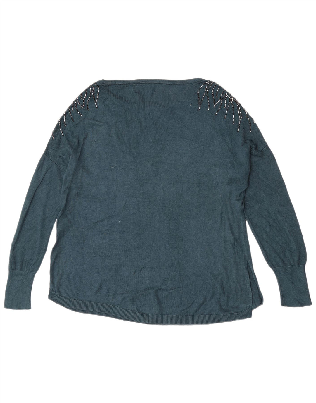 Oasis Pull surdimensionné à col bateau pour femme UK 10 Small Bleu Viscose